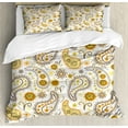 thumbnail image 1 of Sunflower Duvet Cover Set, Floral Pattern with Sunflowers and Paisley Vintage Boho, Decorative 3 Piece Bedding Set with 2 Pillow Shams, Queen Size, Orange Yellow White, by Ambesonne, 1 of 3
