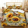 Sunflower Duvet Cover Set,Yellow Floral Sunflower Bedding Set Twin Full