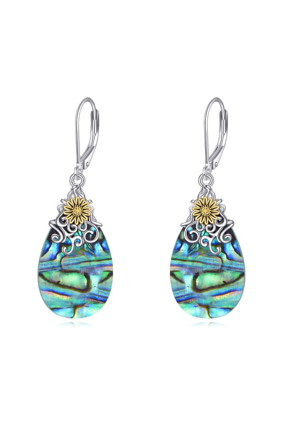 Sunflower Earrings for Women 925 Sterling Silver Abalone Shell Earrings Abalone Bohemian Jewelry Gifts for Sunflower Lovers