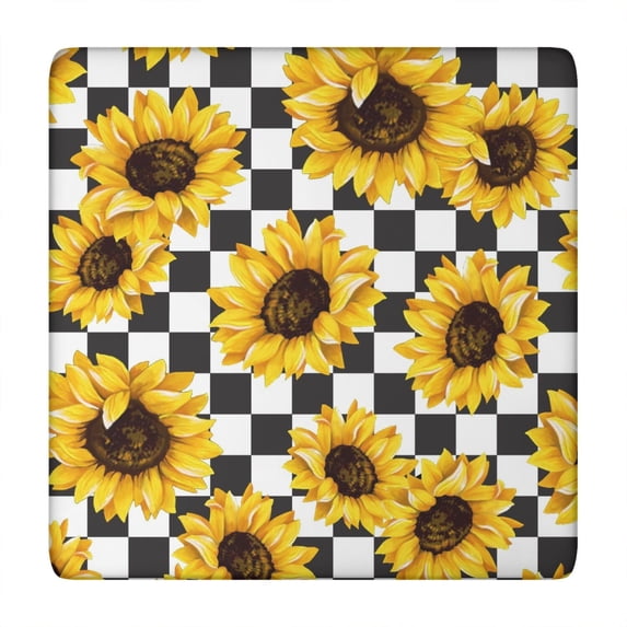 Sunflower Elastic Tablecloth for 34x34 Inch Table, Reusable Wrinkle-Free Polyester for Kitchen, RV or Balcony Use