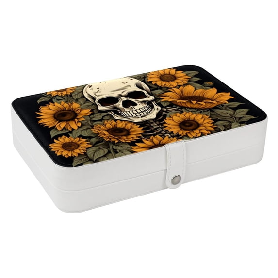 Sunflower Elegant PU Leather Jewelry Organizer Box with Removable Compartment, Portable Earring Organizer and Bracelet Holder
