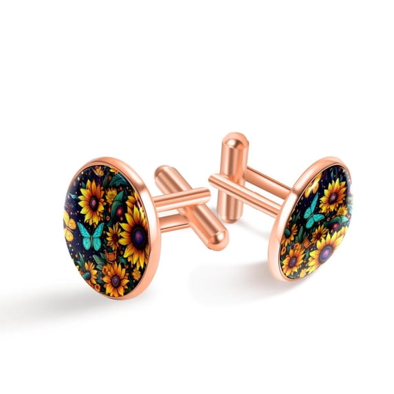 Sunflower Elegant Stainless Steel Shirt Cuff links for Men, Ideal for Formal Attire and Special Occasions
