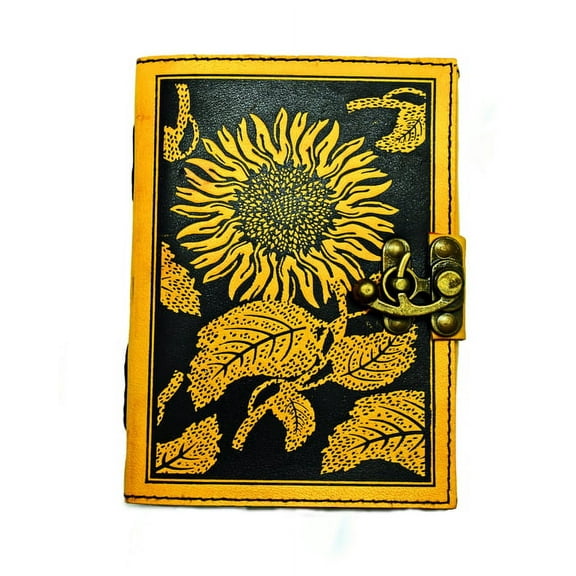 Sunflower Embossed Leather Journal, (Hardcover)