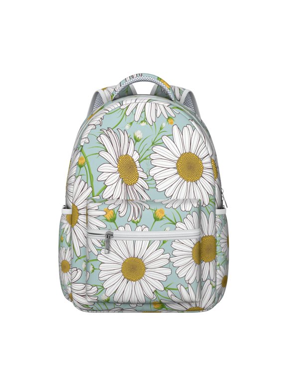 "Sunflower Embroidered Backpack - Hand-Stitched Flowers Design Backpack for Teens, Craftsmanship School Bag with Durable Fabric, Artistic Daily Use Backpack"