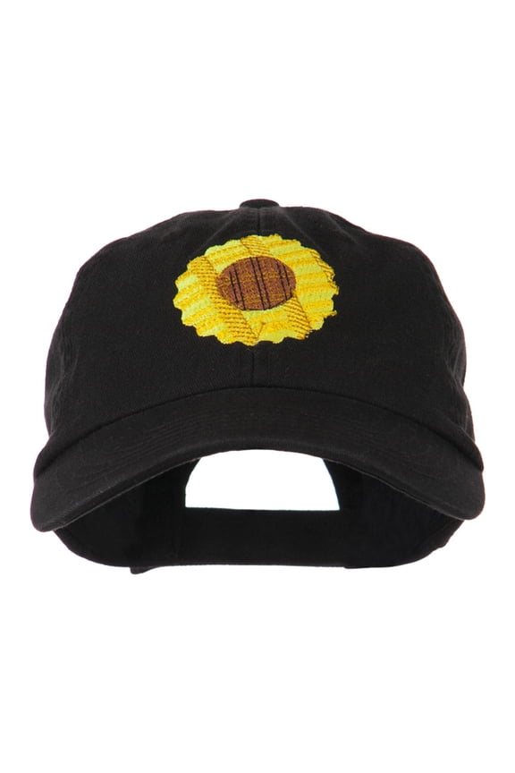 Sunflower Embroidered Cap - Black OSFM