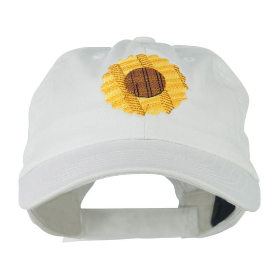 Sunflower Embroidered Cap - White OSFM