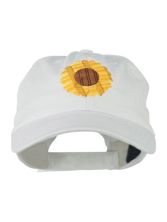 Sunflower Embroidered Cap - White OSFM