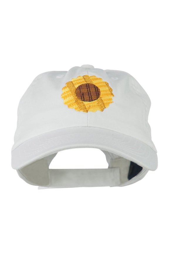 Sunflower Embroidered Cap - White OSFM