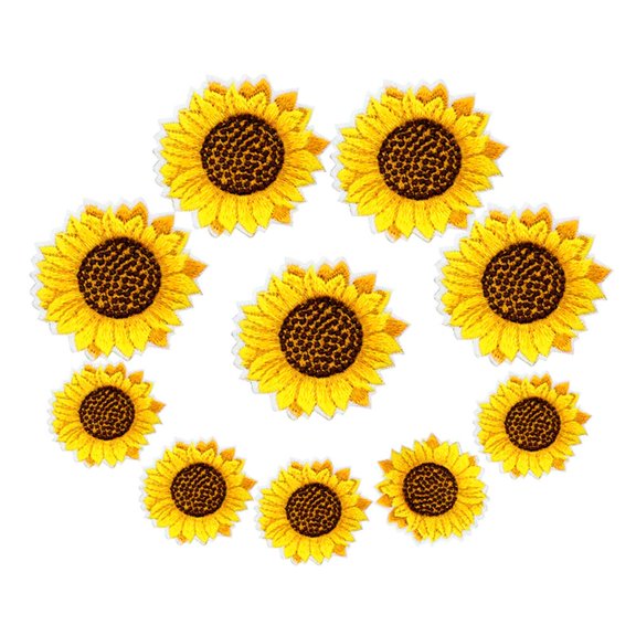 Sunflower Embroidery Patches Iron On Sew On Applique 10 Pcs 5 Large 5 Small