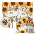 thumbnail image 1 of Sunflower Eucalyptus Leaf Placemats Set of 8 Autumn Leaves Heat Insulated Linen Place Mats, Washable Stain-Proof Table Mats for Dining Tables Holiday Decor 13x19inch, 1 of 9