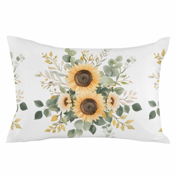 Sunflower Eucalyptus Throw Pillow Cover 24 x 36 Inch Decorative Pillow Cover Sage Green Botanical Watercolor Lumbar Pillowcase Seasonal Rectangle Cushion Case for Couch Sofa Bed Living Room