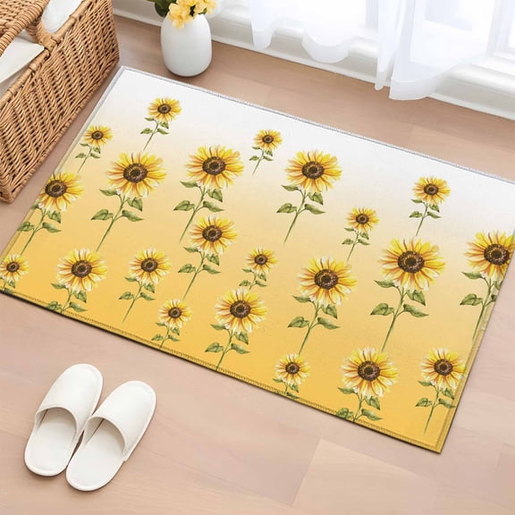 Sunflower Fall Bathroom Rug Washable 2x3 Entryway Rug Non Slip Thanksgiving Floral Autumn Pastoral Front Door Mat Low Pile Indoor Doormat Throw Floor Carpet for Kitchen Bedroom Entrance