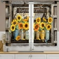 thumbnail image 1 of Sunflower Farmhouse Country Kitchen Curtains 27.5W X 39L Inch 2 Panel Vintage Yellow Floral Small Short Cafe Tier Curtains Barn Door God Says You are Bathroom Window Drapes Treatment, 1 of 6
