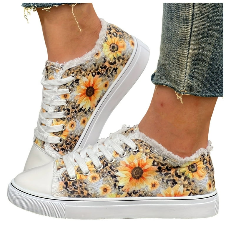 Sunflower Fashion Sneakers for Women Fashion Casual Canvas Lace up