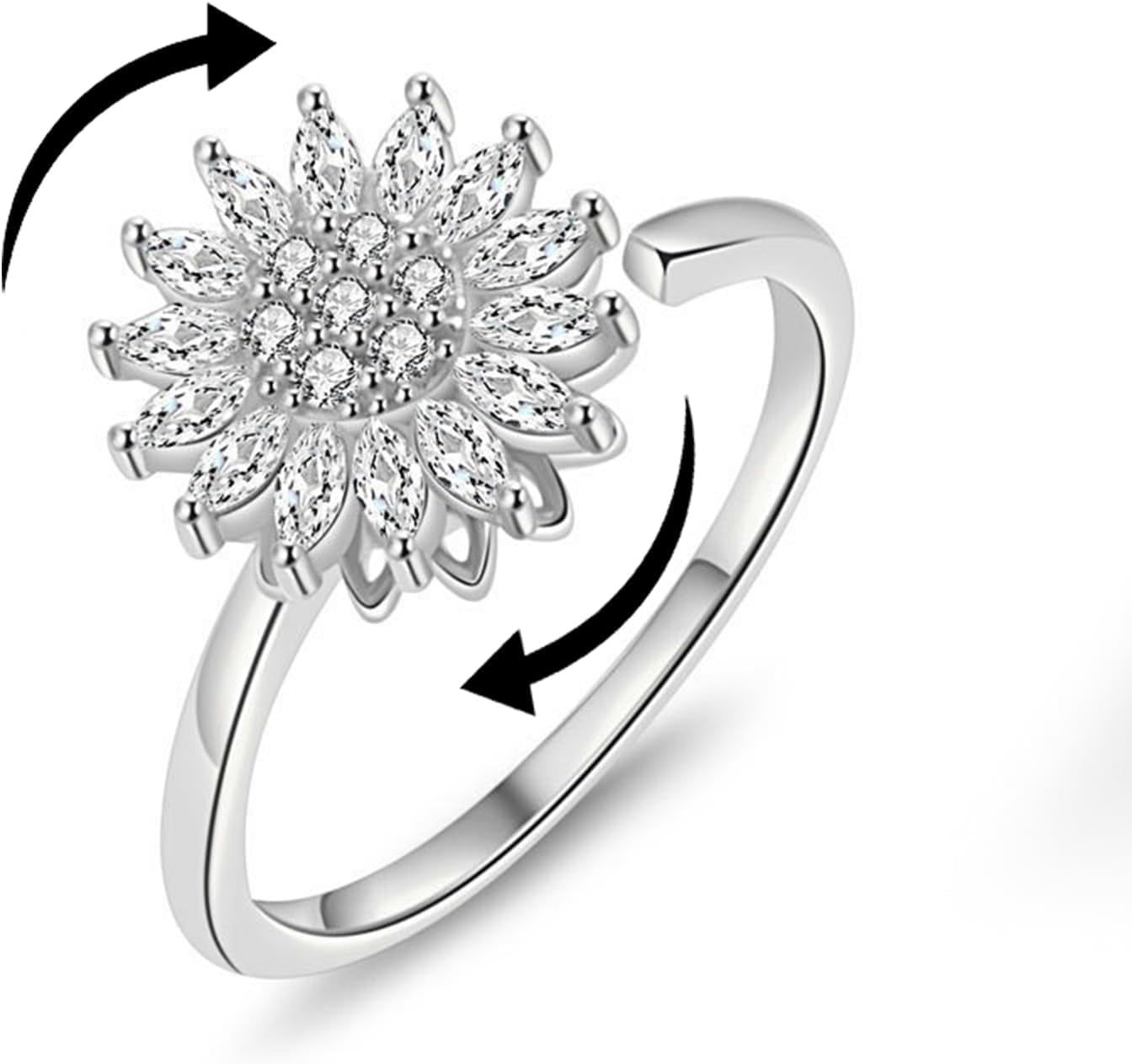 Sunflower Fidget Ring for Women Fidget Rings for Anxiety Open ...