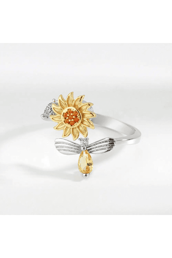 Sunflower Fidget Spinner Ring in 925 Sterling Silver