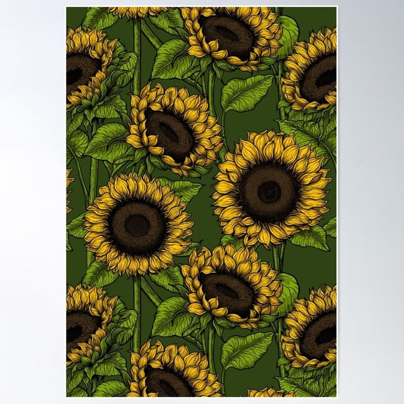 Sunflower Field 2 Poster Wall Art, Modern Wall Decor For Living Room Bedroom, 8x12 UNFRAMED