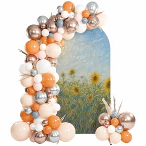 Sunflower Field Arch Backdrop Cover 6.6Ft, Wedding Arch Covers Stretchy Backdrop, Summer Sky Landscape Rustic Wilderness Fitted 2 Sided Arched Photo Background for Birthday Party Decorations