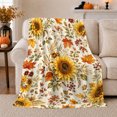 thumbnail image 1 of Sunflower Field Autumn Leaves Botanical, Cozy Botanical Garden Scene, Warm Flannel Blanket for Sunroom and Reading Nook, Garden Lovers Thanksgiving Gift, Botanical Home Decor, 1 of 9