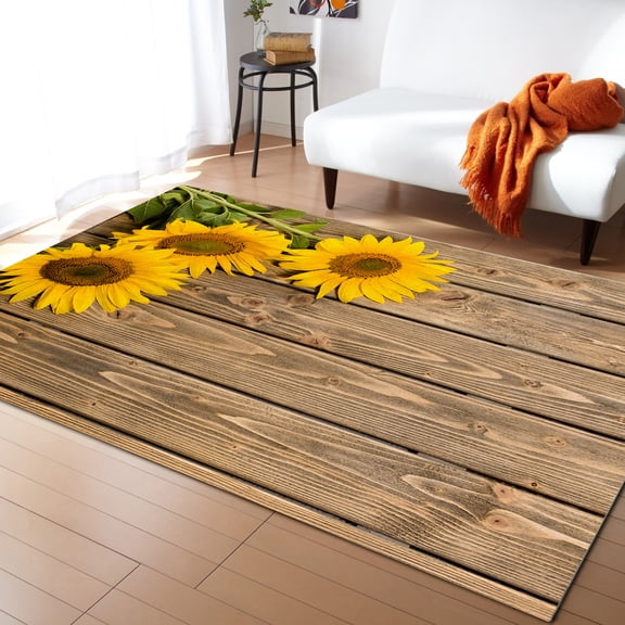 Sunflower Field Carpets for Living Room Home Bedroom Girl Bedside Blanket Modern Under Bed Mat