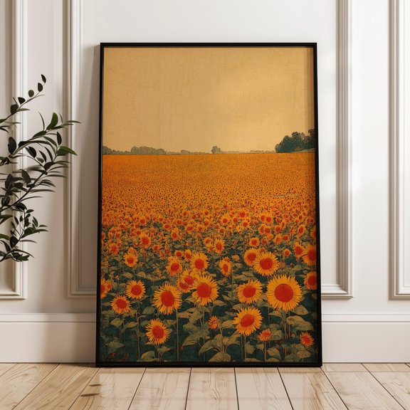 Sunflower Field Impressionist Landscape Poster