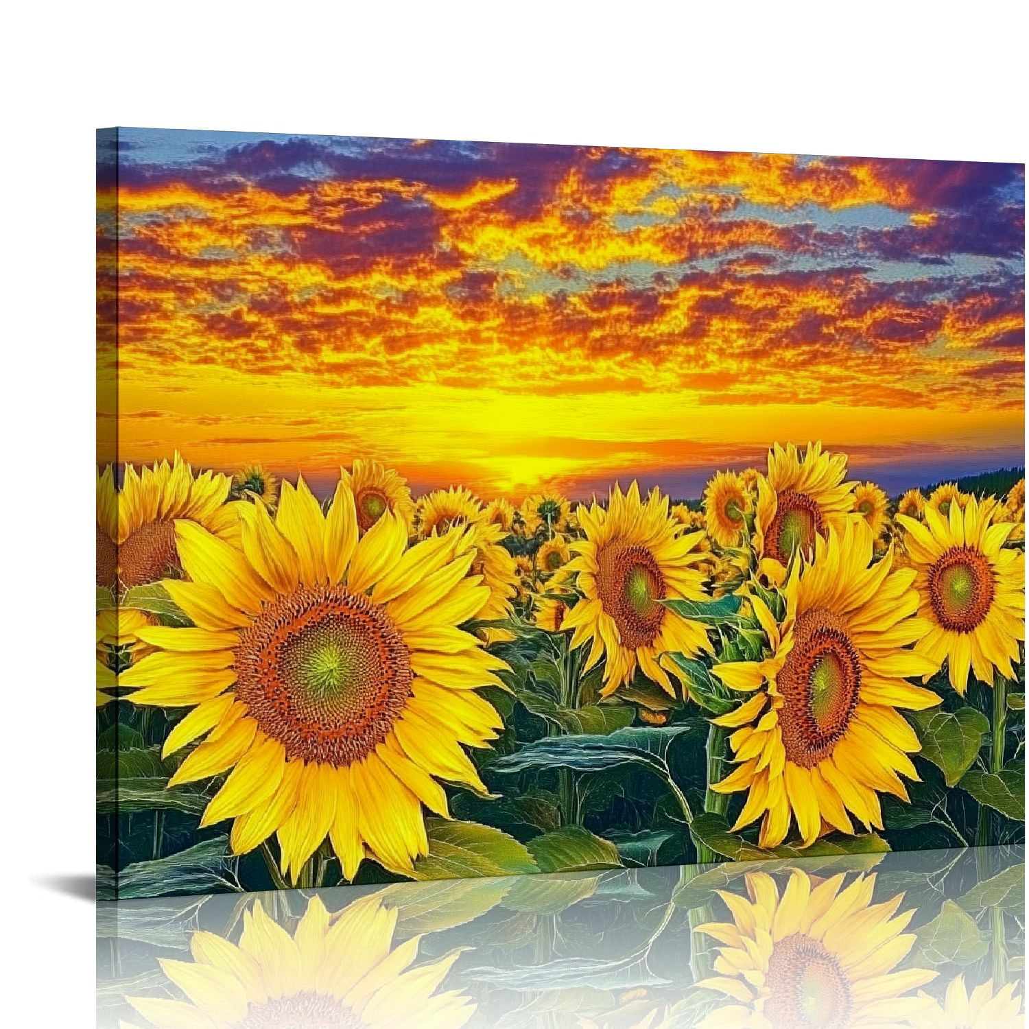 Sunflower Field Paintings for Wall Yellow in Sunrise Landscape Pictures