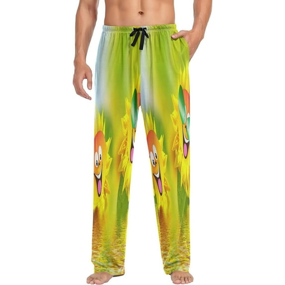 Sunflower Field in Summer Men's Pajama Pants Lightweight Sleepwear Bottom Lounge Pants