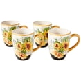 thumbnail image 1 of Sunflower Fields Ceramic Mugs, Set of 4 - 18 oz Floral Coffee & Tea Cups with Golden Handles - Great for Brightening Mornings, Hosting Guests, or Gifting Joy C80, 1 of 3