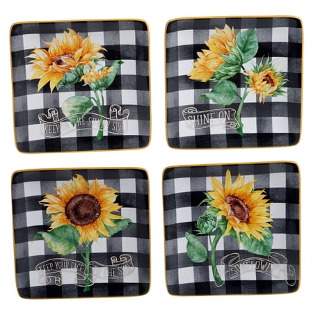 Sunflower Fields Set/4 Canape Plates, asst.