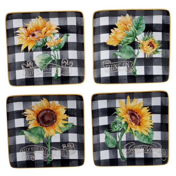 Sunflower Fields Set/4 Canape Plates, asst.