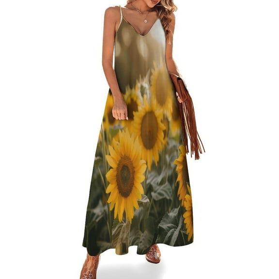 Sunflower Fine Art Sleeveless Dress Summer Dress Woman 2025