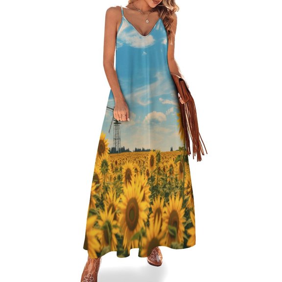 Sunflower Fine Art Sleeveless Dress Summer Dress Woman 2025