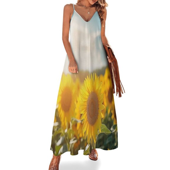 Sunflower Fine Art Sleeveless Dress Summer Dress Woman 2025