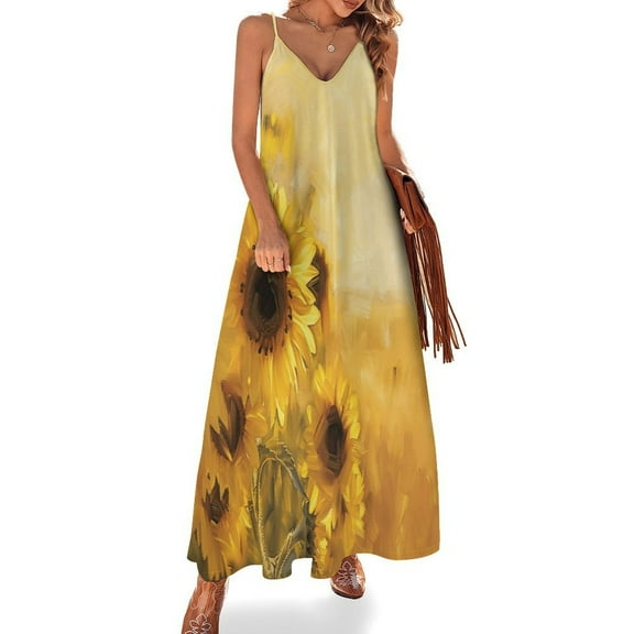 Sunflower Fine Art Sleeveless Dress Summer Dress Woman 2025