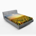 thumbnail image 1 of Sunflower Fitted Sheet Blooming Farm at Sunset Cloudy Sky Farming Growth Sunbeam Ray Outdoor Picture, Soft Decorative Fabric Bedding, Yellow Blue, by Ambesonne, 1 of 3