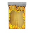 thumbnail image 1 of Sunflower Fitted Sheet & Pillow Sham Set, Sunflower Arranged in a Circle on a Wooden Background Flower Frame Illustration, Decorative 6 Piece Bedding Decor Set, Full, Brown Orange, by Ambesonne, 1 of 3