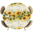 thumbnail image 1 of Sunflower Fitted Tablecloth with Elastic Edged, Round Table Cloth for Dining Table, Country Botanical Yellow Green Floral Leaf Waterproof Oil Proof Table Cover for Indoor Outdoor 45"-54", 1 of 9