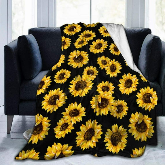 Sunflower Flannel Fleece Bed Blanket Throw Blanket Lightweight Cozy Plush Blanket for Bedroom Living Rooms Sofa Couch 50"x40"