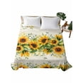 thumbnail image 1 of Sunflower Flat Sheet Only Twin Size, Soft Breathable Bed Top Sheets for Mattress, Country Botanical Yellow Green Floral Leaf Luxury Bedding Flat Sheets for Home Hotel Bedroom Bed Protection, 1 of 9
