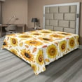 thumbnail image 1 of Ambesonne Sunflower Flat Bedding Sheet Soft Top Sheet, Vintage Fall Leaves Print, Queen, Marigold Mustard and White, 1 of 1