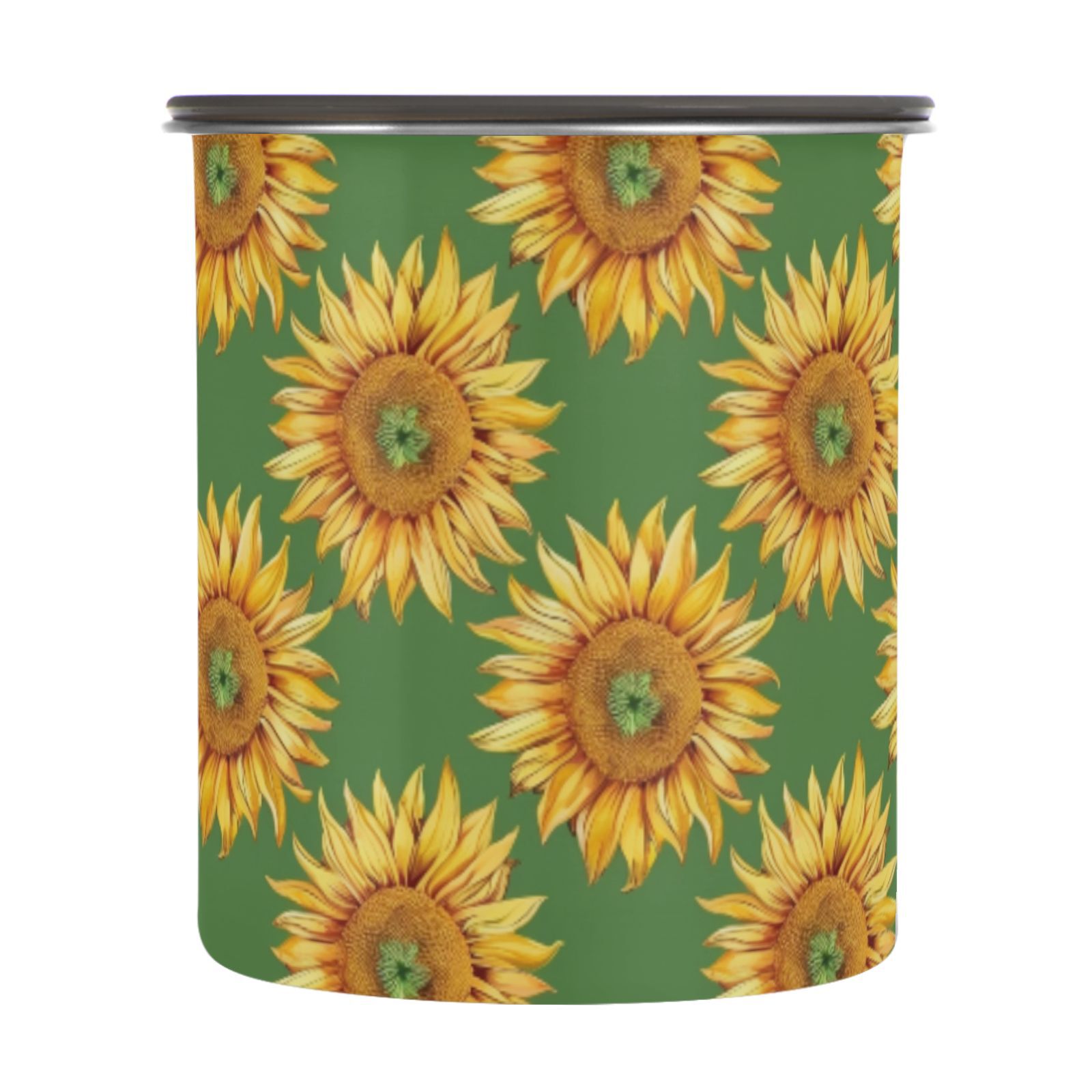 Sunflower Floral Airtight Coffee Bean Canister 30oz Food Storage Containers with Lids For Gournd, Tea, Sugar, Flour, Rice, Cereal, Candy Cookie Jar