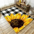 thumbnail image 1 of Sunflower Floral Area Rug, Girly Garden Yellow Flower Washable Rugs,Black And White Plaid Check Patchwork For Living Room Rug Non Slip Washable Bedside Farmhouse Study Home Decor 5x6ft, 1 of 6