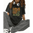 thumbnail image 1 of Sunflower Floral Art Print Tshirt Graphic Tees Black Shirts Water Washed S-2XL Tops, 1 of 5