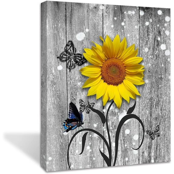 Sunflower Floral Canvas Wall Art Decorative Picture - Flower Abstract Artwork Prints wall Decor -Living Room Bathroom Bedroom Office Home Room Decor - Frame Wall Art(12x16inch)