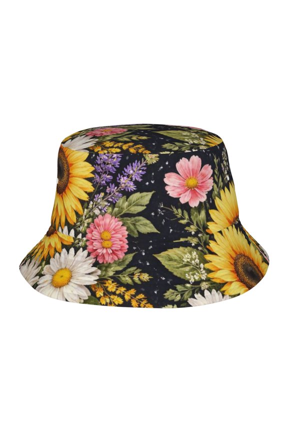 Sunflower Floral Fisherman's Hat Casual and Breathable Sun Hat for Men and Women