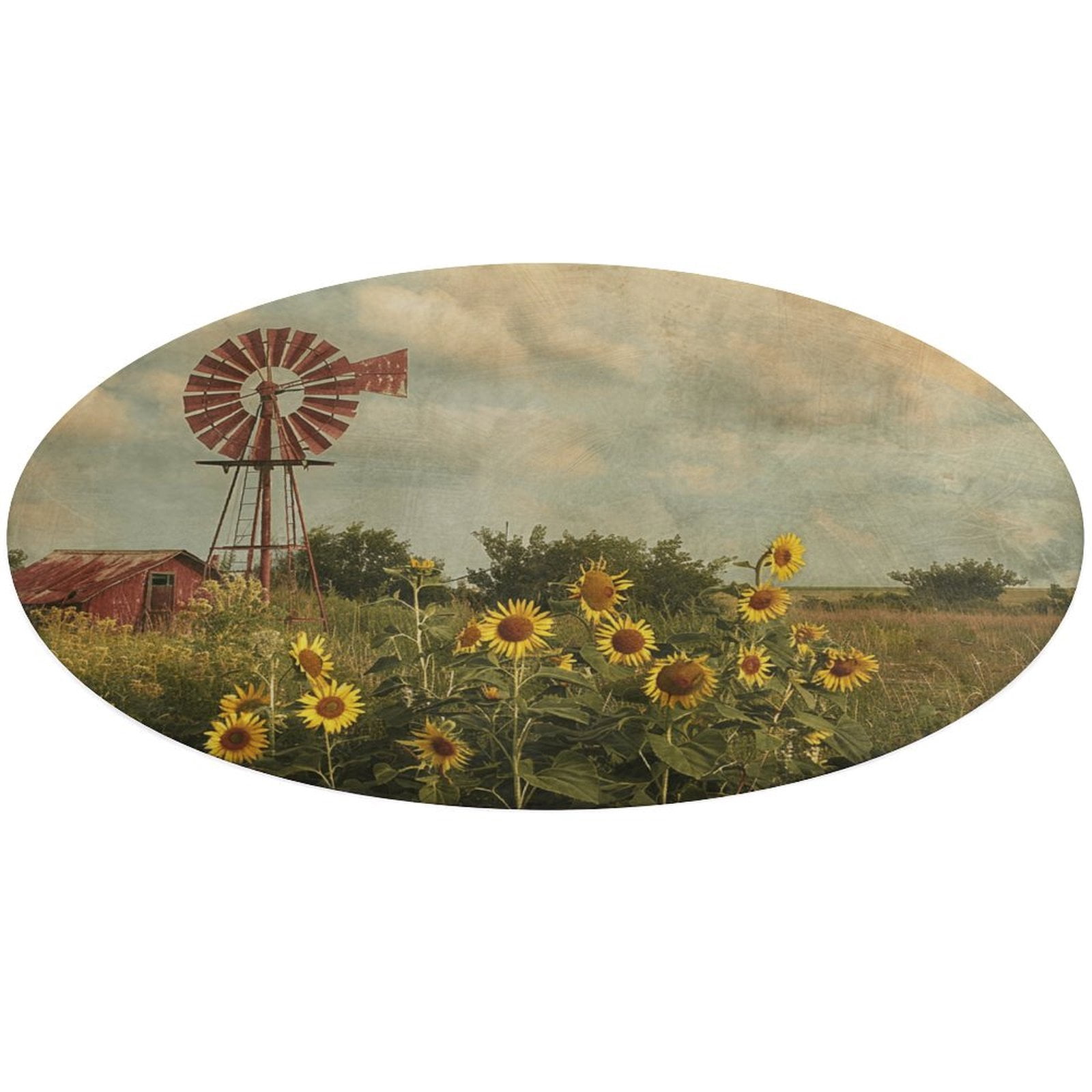 Sunflower Floral Medallion Round Rug - Small Round Area Rug, Soft Non ...
