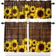 thumbnail image 1 of Sunflower Floral Valance and Tier Set, Farm Flower Small Half Window Tier Curtain , Vintage Rod Pocket Valance Window Treatment Decor for Kitchen/Bedroom 54x18 & 27x24x2, 3 Panel, 1 of 4