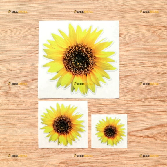 Sunflower Floral Vinyl Decal Sticker - 3 Pack Reflective, 2 Inches, 3 Inches, 5 Inches - for Car Laptop Window 08010B