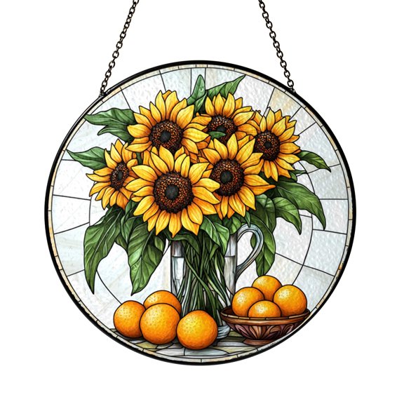Sunflower Floral Window Suncatcher Decor, Radiant Glass Hanging, Nature Inspired Home Accent, Meaningful Flower Gift