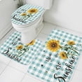 thumbnail image 1 of Sunflower Flower Bathroom Rugs Set You Are My Sunshine Bee Spring Plant Green Plaid Non Slip Absorbent Soft Bath Mats 3 Piece Set with Bathroom Rug, U-Shaped Floor Mat, Toilet Seat Cover Large Size, 1 of 9